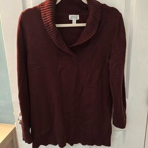 Burgundy sweater v neck or cowl neck
